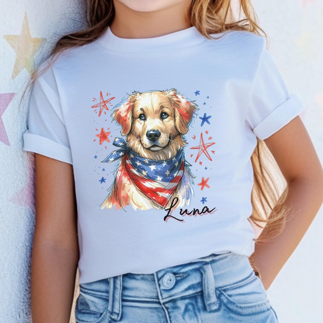 Custom Youth Golden Retriever Dog T-shirt - Personalized Name Unisex ...