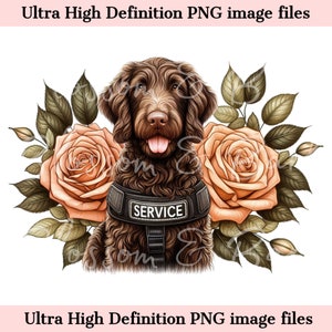 Digital Chocolate Labradoodle PNG Service Dog png - Service Puppy PNG Descarga instantánea para regalo de entrenador de perros y sublimación de camisas