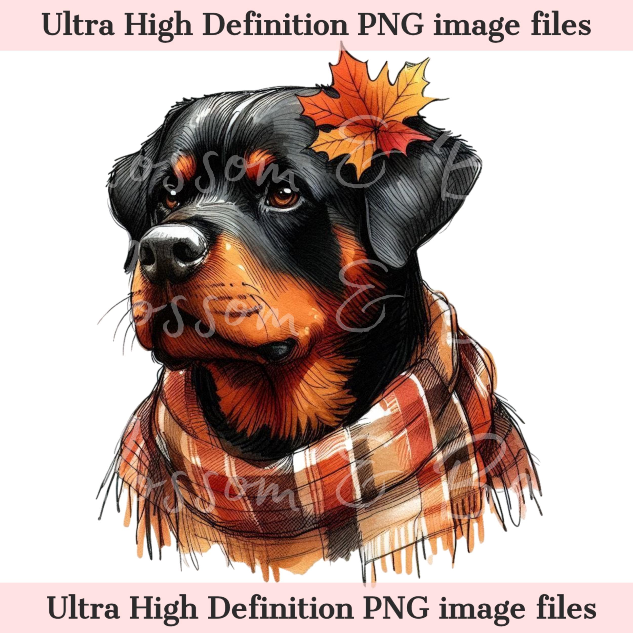 Hello Fall Scene Rottweiler Fall Rottweiler PNG - Autumn Dog Sublimation Design for Shirts, Plaid ...