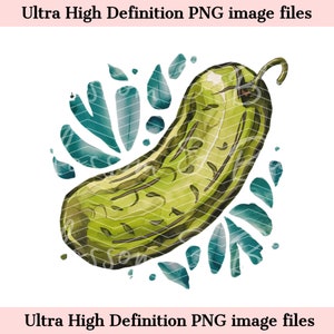 Lindo pepinillo de acuarela PNG - Descarga instantánea de imágenes prediseñadas de pepinillos - Pegatina de diario digital png para sublimación de camisetas - Seguro para uso comercial