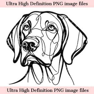 Croquis numérique ligne Braque de Weimar Fichier PNG Belle encre Dessin au trait Art mural minimal - Téléchargement instantané PNG pour sublimation - Artisanat de maman de chien