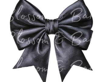 Digital Black Bow PNG Simple Coquette PNG - Halloween Clip Art Download for Journaling, Digital Sticker File for Planner - Commercial Use
