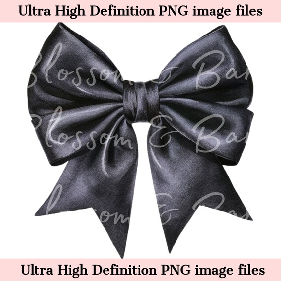 Digital Black Bow PNG Simple Coquette PNG - Halloween Clip Art Download for Journaling, Digital Sticker File for Planner - Commercial Use