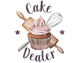 Digitale Kunst - Kuchenhändler Backen PNG - Bäcker Clip Art - Küchen Mixer Logo für Cottage Bakery PNG - Sauerteig PNG für Sublimation