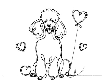 Digital Sketch Line Standard Poodle PNG File Poodle Ink Line Art Minimal Wall Art - PNG Instant Download for Pet Sublimation