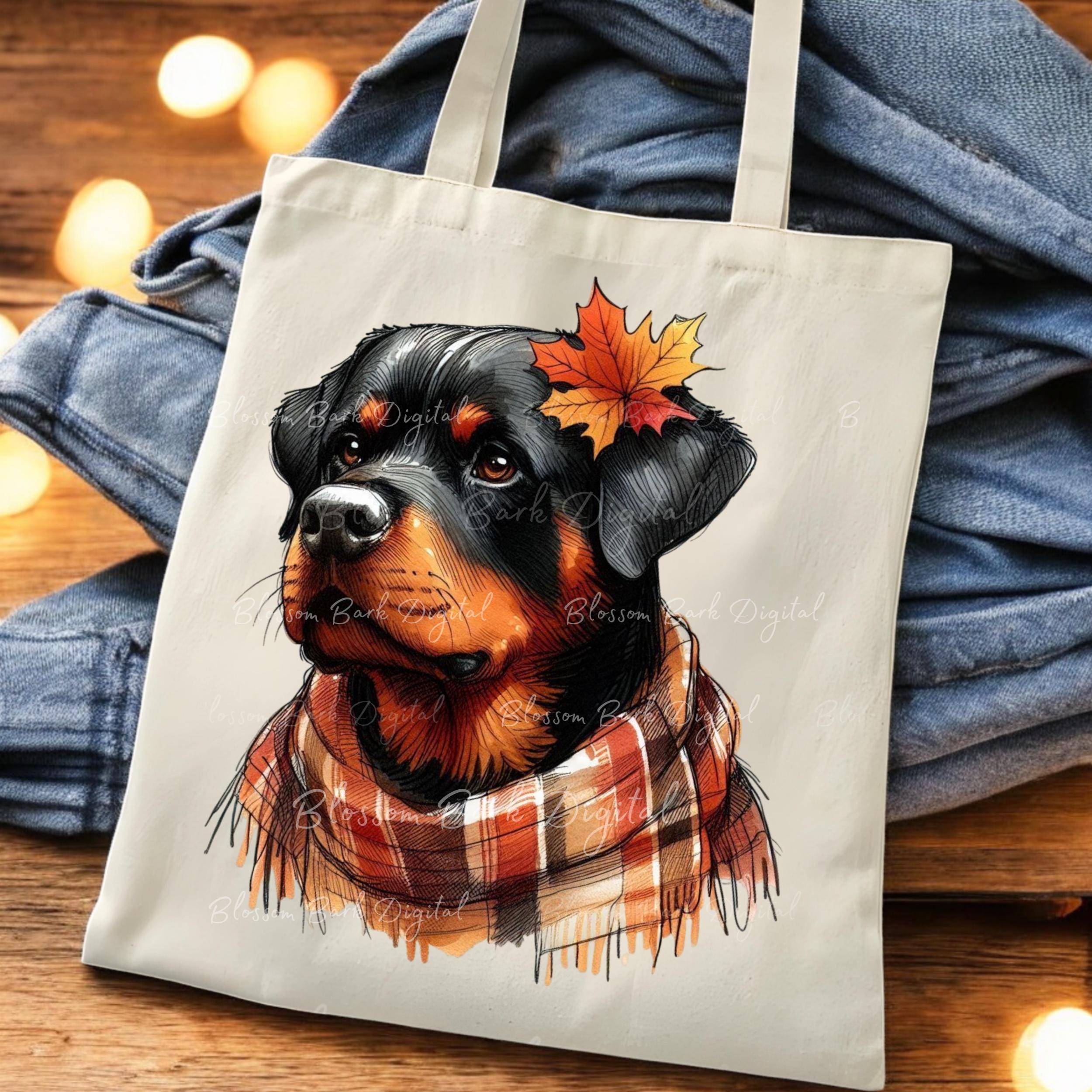 Fall Rottweiler PNG - Autumn Dog Sublimation Design for Shirts, Plaid ...