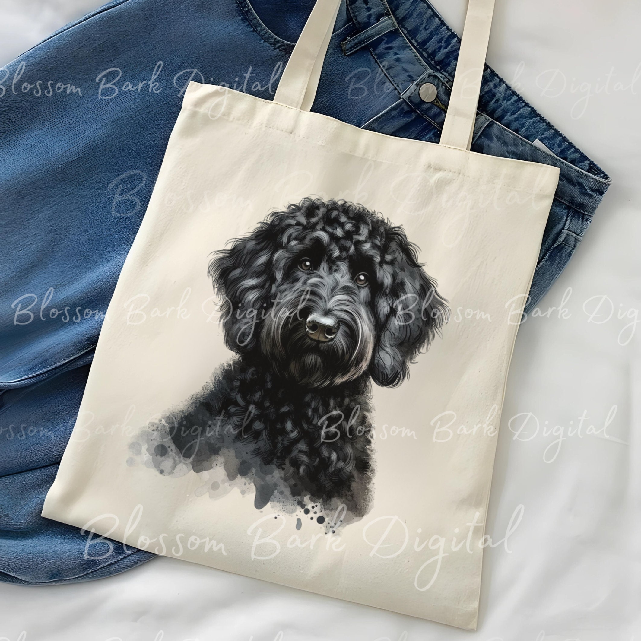 Digital Black Doodle Dog PNG Beautiful Labradoodle PNG - Dog Art PNG ...