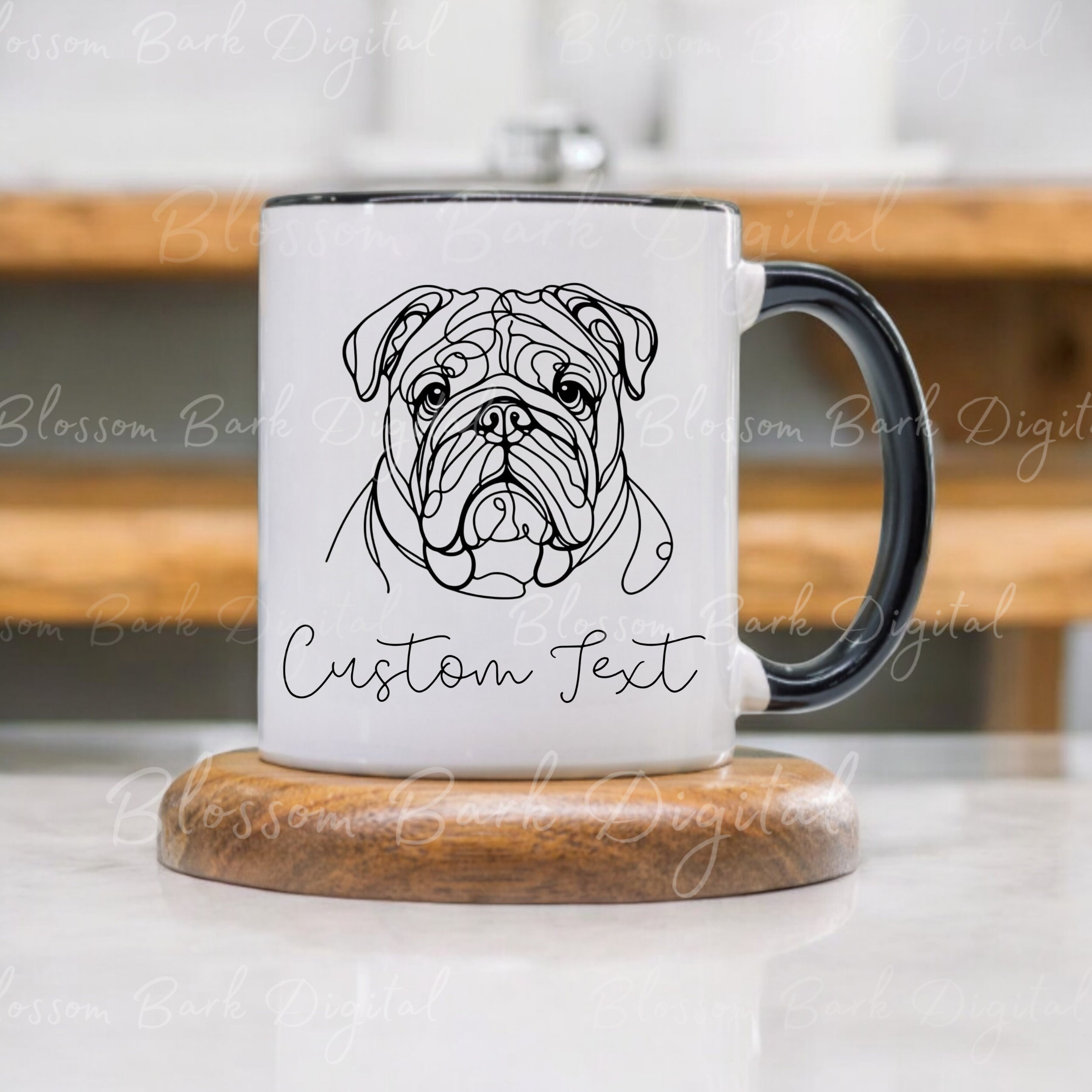 Personalized English Bulldog Mug - Custom Line Pet Portrait