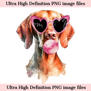 Digital Vizsla PNG Aquarell Hundeporträt PNG - Download für Herzbrille Vizsla Jagdhundehemd Sublimation - Sicher für kommerziell