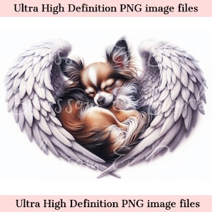 Digital Chihuahua PNG Dog Memorial PNG - Retrato de mascota con alas de ángel PNG Descarga instantánea para el funeral de Angel Dog - Sublimación de duelo