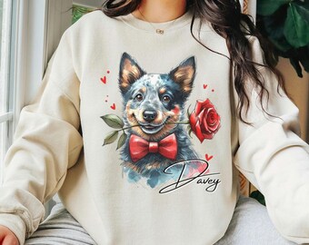 Personalisiertes blaues Heeler Sweatshirt - Australian Cattle Dog Geschenk für Hundemamas, bequemes Unisex Hunde-Liebhaber-Pullover
