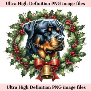 Digitale Weihnachten Rottweiler PNG Urlaub Hund Kunst - Süßer Hund Weihnachten PNG Sofortiger Download Rottie Dog Mom Ornament und Shirt Sublimation PNG