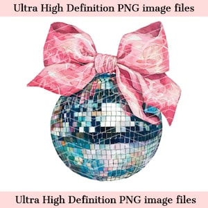 Retro Coquette Pink Disco Ball PNG - Descarga instantánea para sublimación - Lindo arco PNG para vasos y más - Lindo diseño PNG de dama de honor