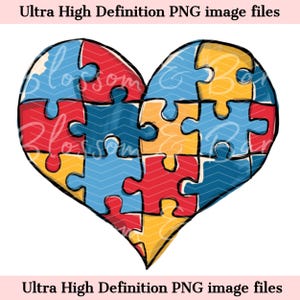 Digitale autisme puzzel hart PNG autisme bewustzijn png-aquarel hart PNG Instant Download voor autistische moeder en therapeut Shirt sublimatie