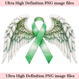 デジタルがん天使の羽PNG水彩肝臓がんPNG - グリーンがん啓発記念昇華用にダウンロード - 商用利用