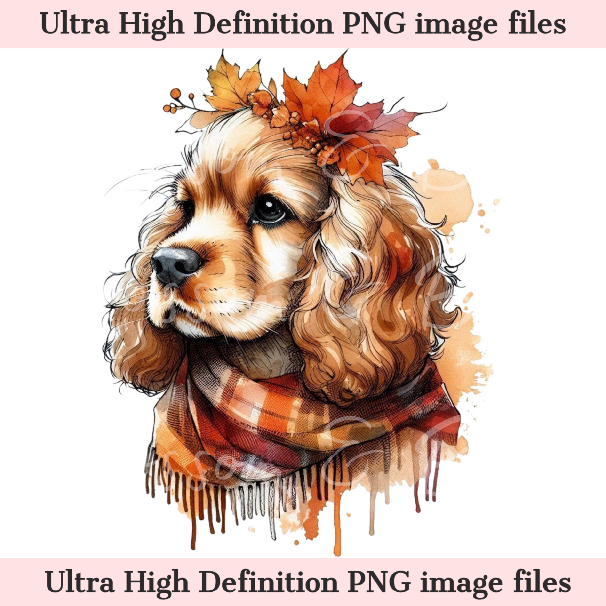 Fall Cocker Spaniel PNG - Autumn Dog Sublimation Design for Shirts ...