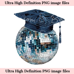 Bola de discoteca de graduación retro PNG - Descarga instantánea para sublimación - PNG de último año de 2025 para vasos y más - Lindo diseño PNG de graduado