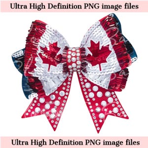 Digital - Bedazzled Canadian Bow PNG - Instant Download for Faux Glitter Bow Png for Canadian Shirt sublimation - Girly Trendy Bow Png