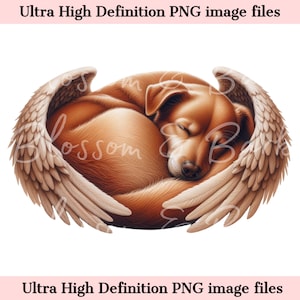 Memorial de perro digital Ridgeback Pittie PNG - Retrato de mascota con alas de ángel PNG Descarga instantánea para funeral de perro ángel - Sublimación de duelo