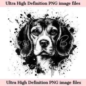 Perro beagle PNG digital: descarga instantánea para sublimación de camisetas de perro de caza, cachorro de grafiti PNG, boceto de beagle PNG, imágenes prediseñadas de raza