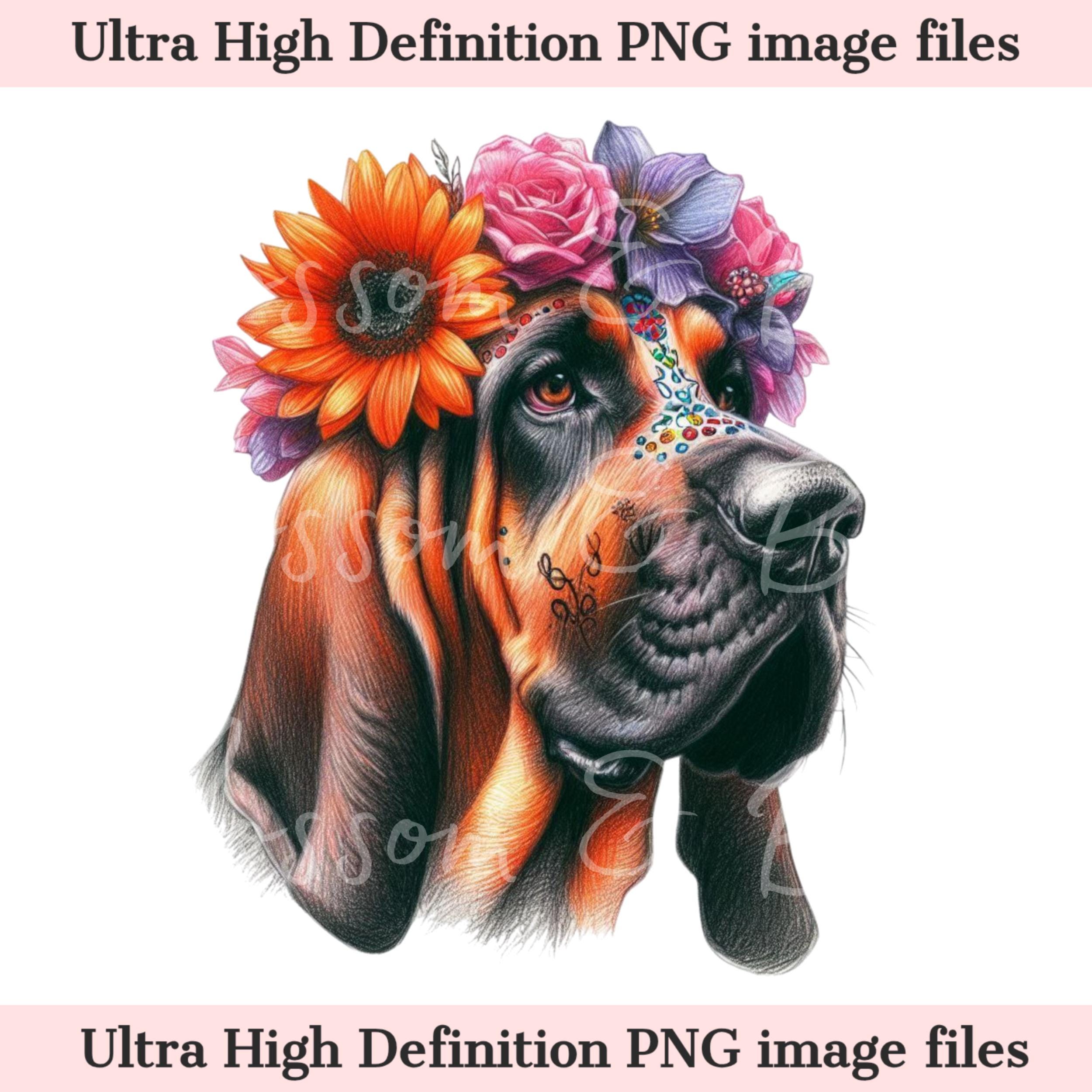 Digital Bloodhound PNG Day of the Dead - Beautiful Hunting Dog PNG