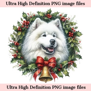 Digitale Weihnachten Samojede PNG Urlaub Hund Kunst - Samojede Hund Mama Weihnachten PNG Sofortiger Download Ornament und Weihnachten Shirt Sublimationsdesign