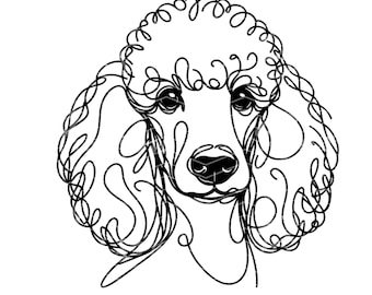 Digital Sketch Line Standard Poodle PNG File Beautiful Ink Line Art Minimal Wall Art - PNG Instant Download for Sublimation - Dog Mom Craft