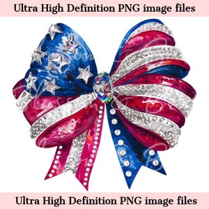 Digital - Lazo americano deslumbrante PNG - Descarga instantánea de Faux Glitter USA Png para sublimación de camisetas de EE. UU. - Lazo femenino moderno PNG rojo blanco