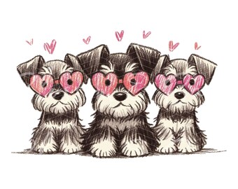 Digital Cute Schnauzer Squad PNG Dog Mom PNG - Dog Drawing PNG - Download for Cute mini schnauzer Dog Shirt Sublimation - Instant Download