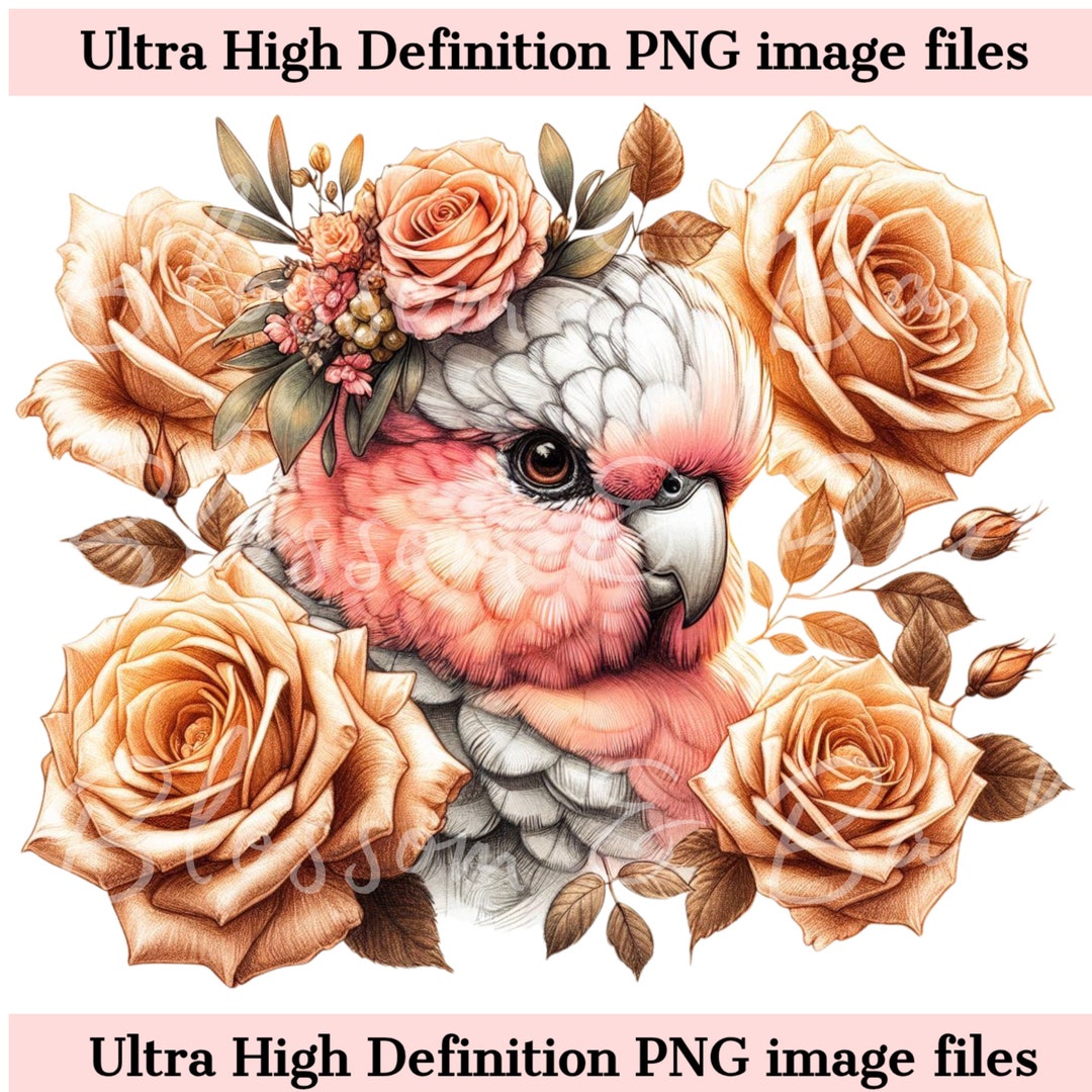 Digital Galah PNG Flower Red Breasted Cockatoo Art - Cute Bird PNG ...