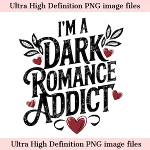 Romance oscuro femenino PNG - Libros románticos Descarga instantánea para camiseta femenina de San Valentín - PNG de libros para sublimación de camisetas - PNG lindo y moderno
