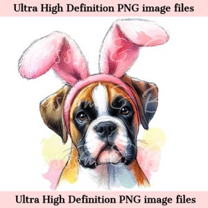 Digital Easter Boxer PNG Printable Dog Portrait PNG - Boxer Dog PNG - Download for Retreiver Dog Mom Easter Day Sublimation