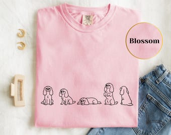 Camiseta Cavalier King Charles - Camiseta Comfort Colors® con diseño de líneas para mamás de perros - Camiseta minimalista con diseño de líneas Cavalier - Regalo para amantes de los spaniel - Perro de otoño