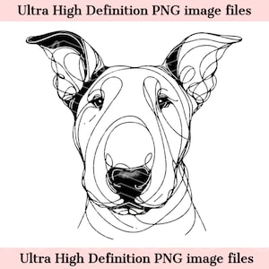 Croquis numérique ligne Bull Terrier fichier PNG belle encre dessin au trait art mural minimal - téléchargement instantané PNG pour sublimation - artisanat de maman de chien