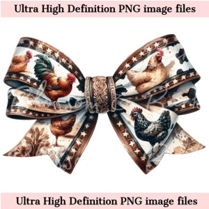 Lazo de pollo occidental femenino PNG - Descarga instantánea para camiseta Cottagecore PNG para sublimación - Diseño occidental de moda - Seguro para uso comercial