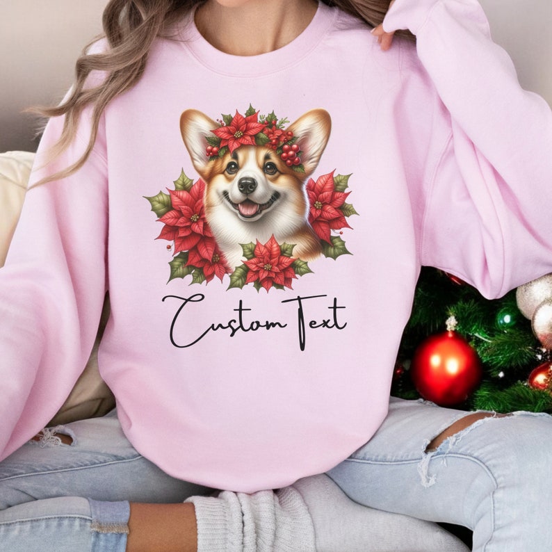 Personalized Pembroke Welsh Christmas Sweatshirt Pet Portrait