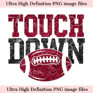 Digital - Retro Touchdown PNG, Faux Glitter Fußball PNG, Fußball Mama, Sublimationsdesign für Fußballmama Png, Sport Png, Fußball