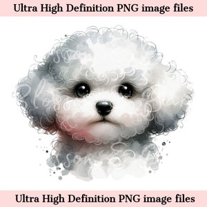 Schattige Bichon Frise Dog PNG - Instant Download voor schattige Bichon Dog Mom Shirt Sublimatie - Chibi Puppy PNG - Cute Heart Dog Portrait Clip Art