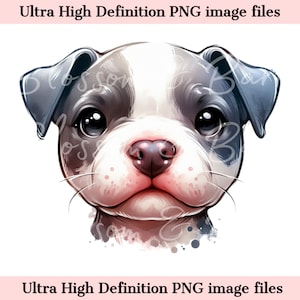 Schattige Pit Bull Dog PNG - Instant Download voor schattige Pit Bull Dog Mom Shirt Sublimatie - Chibi Puppy PNG - Cute Heart Dog Portrait Clip Art