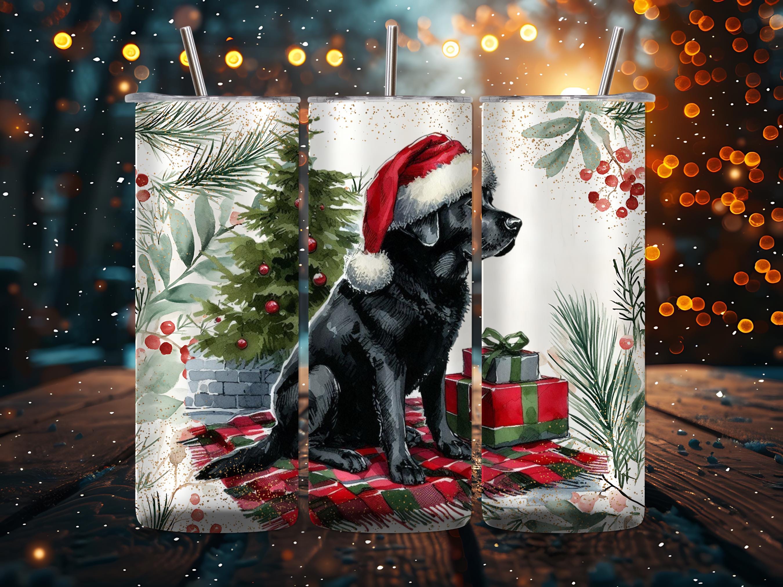 デジタル - クリスマス ブラック ラブラドール タンブラー ラップ 20