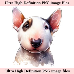 Schattige Bull Terrier PNG - Instant Download voor schattige Bull Terrier Dog Mom Shirt Sublimatie - Chibi Puppy PNG - Schattige hond portret illustraties