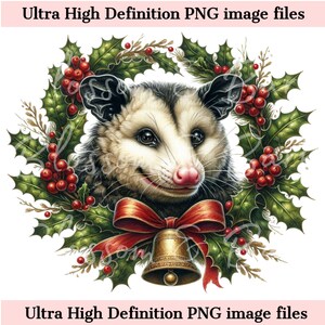 Zarigüeya navideña digital PNG Arte animal festivo - Lindo PNG navideño salvaje Descarga instantánea Adorno de zarigüeya divertido y sublimación de camiseta PNG