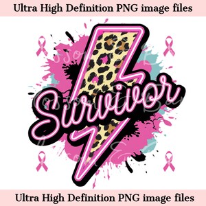 Digital Breast Cancer PNG Bold and Vibrant Breast Cancer Survivor - Download for Pink Cancer Awareness Sublimation - Safe for Commercial Us