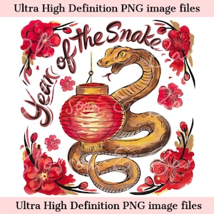 Digital - Year of the Snake PNG - Floral PNG Instant Download for Chinese New Year of the Snake and Shirt Sublimation - Lunar New Year png