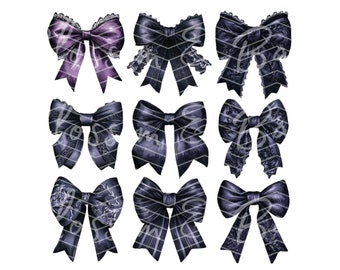 Gothic Black Coquette Bow PNG - Instant Download for Black Girly Cottagecore PNG for sublimation - Gothic Lolita Design - for commercial use