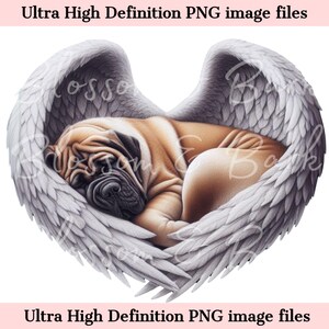 Mastín inglés digital PNG Memorial de perro PNG - Retrato de mascota con alas de ángel PNG Descarga instantánea para funeral de perro ángel - Sublimación png