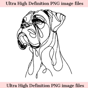 Croquis numérique ligne Boxer fichier PNG belle encre dessin au trait art mural minimal - téléchargement instantané PNG pour sublimation - Boxer chien maman artisanat