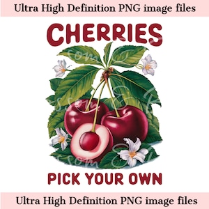 Digital Cherry Picking PNG - Descarga instantánea para camisa Simple Living - Sublimación de camisa Cherry png Cottagecore - seguro para uso comercial