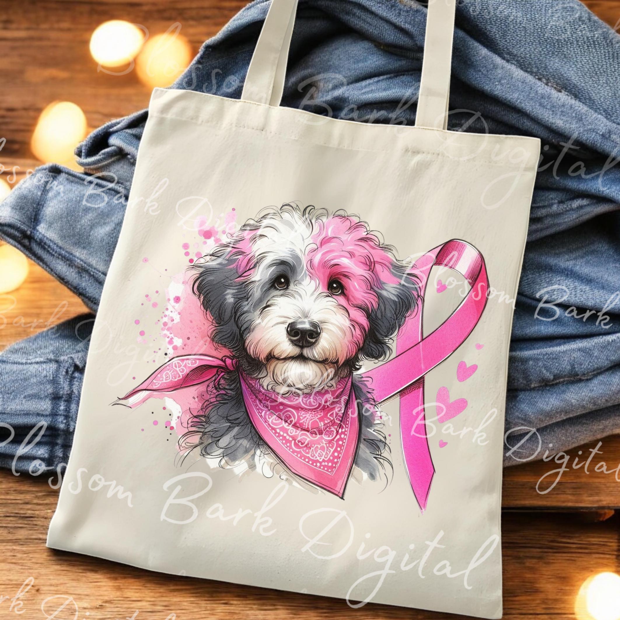 Digital - Cute Bernedoodle PNG Breast Cancer Awareness PNG, Doodle Dog ...
