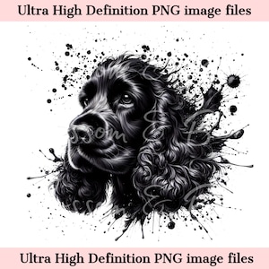 Perro Cocker Spaniel PNG - Descarga instantánea para sublimación de camisetas de perro, cachorro de grafiti PNG, boceto de Spaniel PNG, imágenes prediseñadas de raza de perro